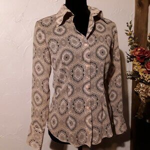 New York & Company Women's Black & Mauve Blouse: Size XS